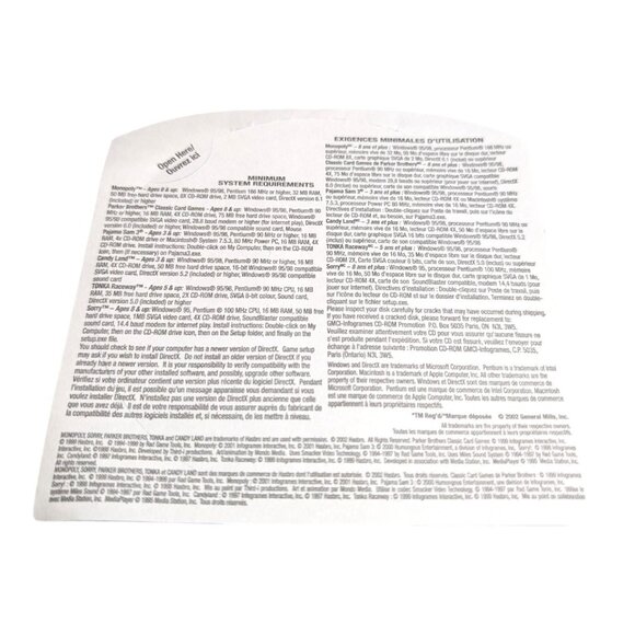 Sorry! PC Game Windows 95/98 General Mills - NEW SEALED - Picture 2 of 2